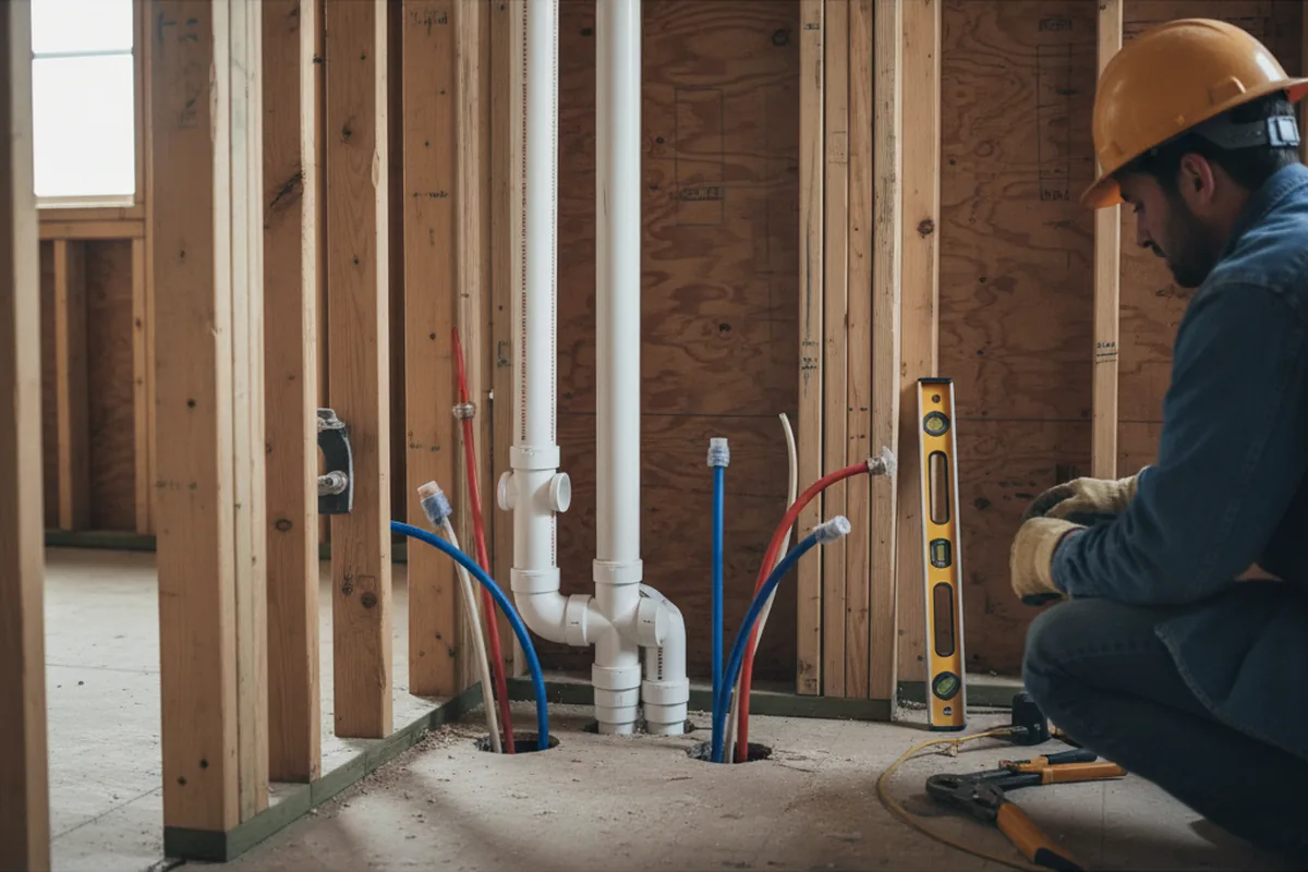 Drain and supply rough-in during Sump Pump Repair in Odessa